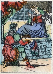 Anonyme Illustration zu „Dornröschen“, Märchen von Charles Perrault (1628-1703), französischer Schriftsteller. Holzstich von Imaging Pellerin - Epinal, sd. Ende des 19. Jahrhunderts. von French School