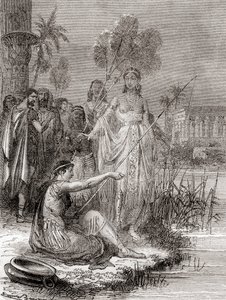 Antonius und Kleopatra fischen mit einer Flottille kleinerer Boote auf dem Nil, aus 