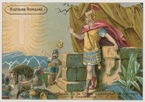 Erscheinung des Kreuzes, das Konstantin den Sieg an der Milvischen Brücke ankündigt, 312 von French School