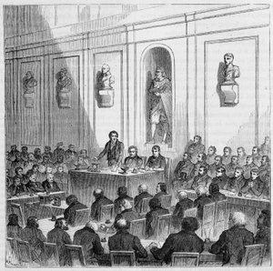 Arago verkündet die Entdeckung von Daguerre in der öffentlichen Sitzung der Akademie der Wissenschaften am 10. August von French School