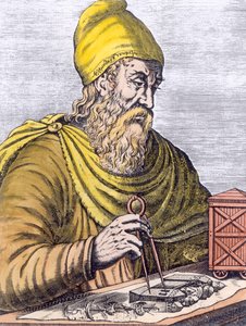 Archimedes (287-212 v. Chr.) (spätere Kolorierung) von French School