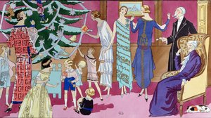 Um den Weihnachtsbaum, Modeplatte aus der Zeitschrift Art Gout Beaute, Dezember 1923