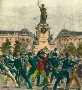 Verhaftung des Abgeordneten Pierre Baudin (1863-1917) während einer Demonstration am 1. Mai auf dem Place de la République in Paris.