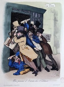 Künstler belagern die Tür des Verlegers, ca. 1830