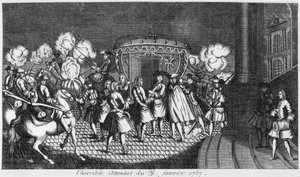 Attentat auf König Ludwig XV. (1710-74) durch Robert François Damiens am 5. Januar 1757