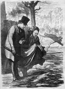 Schrecklicher Makadam! Karikatur von Honoré Daumier (1808-1879). Gravur in „Le Monde Illustré“ Nr. 277 vom 2. August von French School