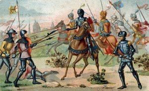 Schlacht von Roosebeke am 27. November 1382 (Rozebeke, Belgien). Chromolithographie des späten 19. Jahrhunderts.