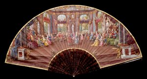 Ballszene am Hof unter Ludwig XIV. (1638-1715) Fächer des 18. Jahrhunderts Paris, dekorative Künste