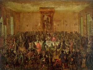 Bankett zu Ehren von Ludwig XIV. (1638-1715) durch das Corps Municipal im Hotel-de-Ville, ca. 1680