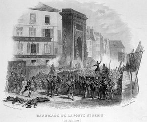 Barrikade am Porte Saint Denis (23. Juni 1848) - in „Fastes de Gardes nationales de France“ von French School