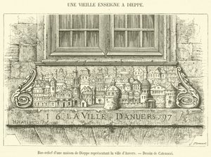 Basrelief eines Hauses in Dieppe, das die Stadt Antwerpen darstellt von French School