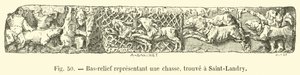 Relief, das eine Jagd darstellt, gefunden in Saint-Landry von French School