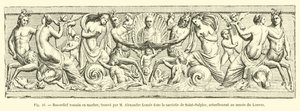 Römisches Marmorrelief, gefunden von M. Alexandre Lenoir in der Sakristei von Saint-Sulpice, derzeit im Louvre-Museum von French School