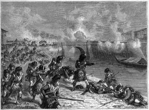 Schlacht von Toulouse: letzte Schlacht zwischen den britischen und spanischen Truppen unter Wellington gegen die Franzosen 1814 - Schlacht von Toulouse am 10. April 1814 zwischen den Truppen der kaiserlichen Armee unter dem Kommando von Marschall Soult und von French School