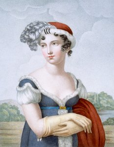 Schöne Dame im Polonaise-Stil gekleidet, graviert von L. Dibart