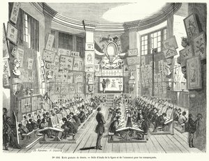 Anfängerkurs in einer freien Zeichenschule, Frankreich (Gravur) von French School
