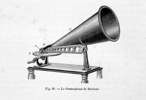 Berliners Phonograph - in „Die populäre Physik“ von E. Desbeaux