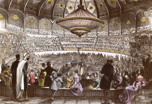 Berlioz dirigiert sein Konzert am 19. Januar 1845 im Cirque Olympique in Paris - Hector Berlioz (1803-1869) im Saal des Olympischen Zirkus der Champs-Élysées in Paris von French School
