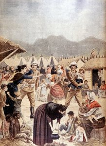 Burenkrieg: Burenfrauen und Kinder in einem britischen Konzentrationslager im Transvaal