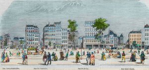 Boulevard Beaumarchais Südseite - Rue Neuve-Saint-Gilles - Rue des Tournelles - Rue de Harlay - Rue Saint-Claude - Gravur in „Tableau-de-Paris“ von Edmond Texier 1852. von French School
