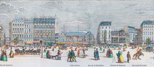Boulevard des Italiens Südseite und Boulevard des Capucines Südseite - Rue de Choiseul - Bains Chinois - Rue de la Michodière - Pavillon de Hanover - Rue Louis-le-Grand - Gravur in „Tableau-de-Paris“ von Edmond Texier 1852 von French School