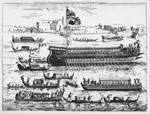 Bucentaur in Venedig am Himmelfahrtstag (Gravur) von French School
