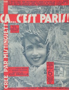 Ca...Cest Paris, Titelblatt des Liedes von Mistinguett, veröffentlicht von Editions Salabert in Paris, 1926