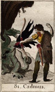 Kadmos tötet den Drachen. Aus „Mythologie der Jugend“ von Pierre Blanchard 1803 von French School