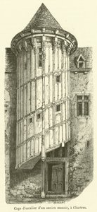 Treppenhaus eines alten Herrenhauses in Chartres (Gravur) von French School