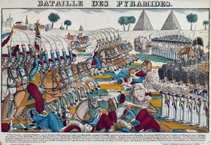 Ägyptische Expedition (1798-1801): Schlacht von Ägypten am 21.07.1798. Gravur des 19. Jahrhunderts. von French School