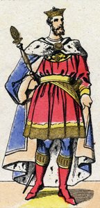 Kapetische Dynastie: Porträt von Philipp I. von Frankreich (1052-1108), König der Franken von 1060 bis 1108. Epinal-Bildgebung aus dem späten 19. Jahrhundert. Private Sammlung. von French School