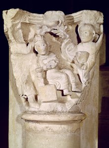 Kapitell mit einem Relief, das das Opfer Abrahams darstellt von French School