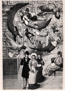 Karikatur von Besuchern des Pariser Salons von 1880 von French School