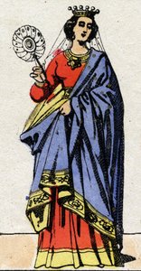 Karolingische Dynastie: Porträt von Edwige von Wessex (Edgiva, Otgiva, Ogive, ca. 903-951) Königin der Franken, Ehefrau von Karl III. genannt der Einfältige (879-929). Epinal-Bildgebung aus dem späten 19. Jahrhundert. Private Sammlung. von French School