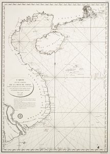 Karte eines Teils des Chinesischen Meeres, erstellt im Depot des Karten- und Planarchivs der Marine, basierend auf den Beobachtungen von Vizeadmiral Rosili, veröffentlicht im Jahr 1798 von French School