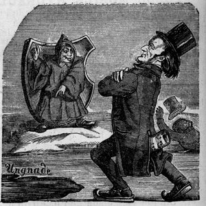 Karikatur des deutschen Komponisten Richard Wagner (1813-1883) von French School