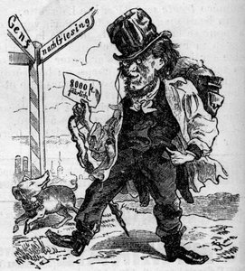 Karikatur des deutschen Komponisten Richard Wagner (1813-1883)