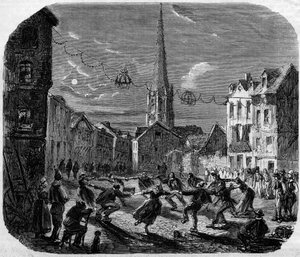 Katholisches Fest: ein Reigen während des Festes von Sankt Johannes in Harfleur von French School