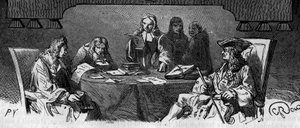 Zensur: Unter dem Ancien Régime wurde der Dienst „Schwarzes Kabinett“ genannt, um private Korrespondenz aus Sicherheitsgründen zu überprüfen. Gravur des 19. Jahrhunderts
