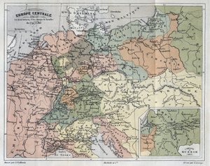 Mitteleuropa zeigt die historischen Stätten und Schlachtfelder von 1792-1813 - Mitteleuropa zeigt historische Stätten und Schlachtfelder von 1792 bis 1813 - Gravur in „Histoire de France“ von Victor Duruy (1811-1894) - 1882 von French School