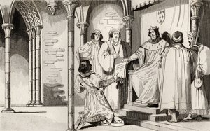 Karl IV. (1294-1328) der Schöne erhält eine Bitte am Hof, aus 