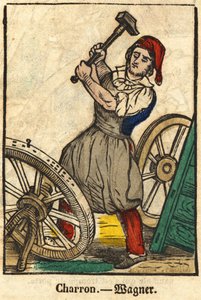 Wagenbauer; Serie über Handwerke (Bild des 19. Jahrhunderts) von French School