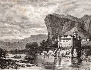 Schloss de la Caze in Lozere - Gravur in „La France illustree: Geographie, Geschichte, statistische Verwaltung“ von V.A. Malt-Brown. 1884 von French School