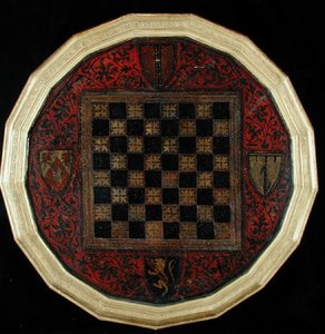 Schachbrett mit vier Wappen, ca. 1400-30