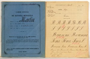 Übungsheft eines Kindes aus der Schule in Epineuil, 1892