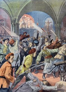 Chinesische Christen von den Boxern in Mukden massakriert, aus Le Petit Journal, August 1900