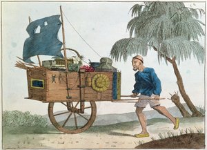 Chinesischer Bauer mit einer Schubkarre unter Segel, 1811 von French School