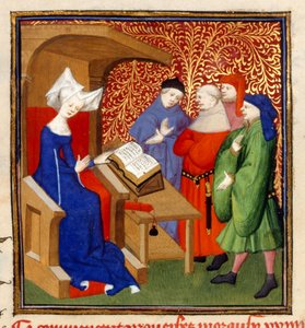 Christine unterrichtet, MS Harley 4431, f.259v, Frankreich, ca. 1410-14 von French School