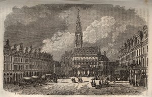 Rathaus und Belfried der Stadt Arras - Gravur in „Histoire de France“ von Victor Duruy (1811-1894) - 1882