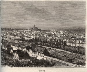 Clamecy - Nievre - Burgund - Gravur in „La France illustree: Geographie, Geschichte, statistische Verwaltung“ von V.A. Malt-Brown. 1884